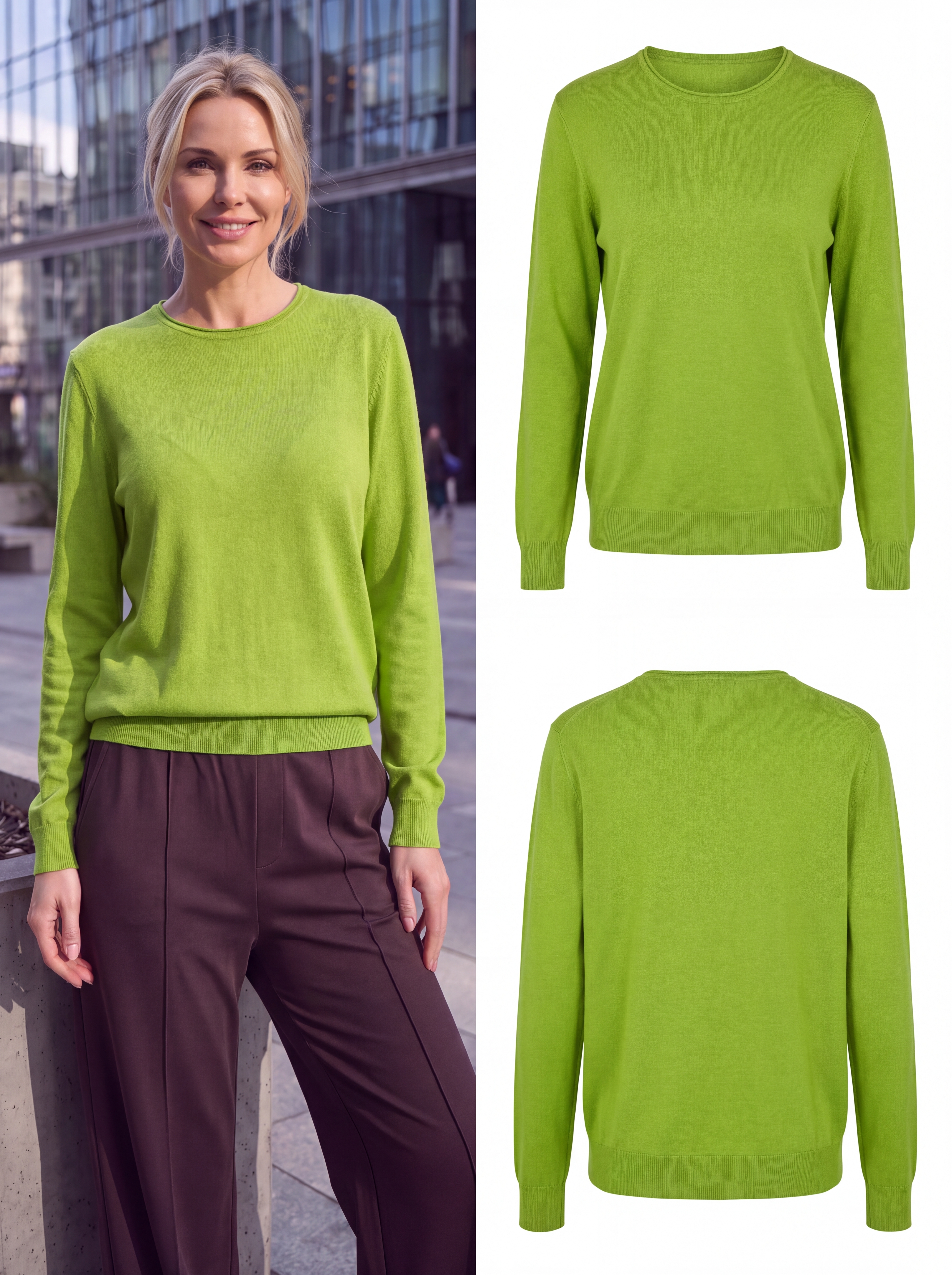 Dámsky pulóver s okrúhlym výstrihom H.WINTER APPLE jablkovo zelená s.WEAR 5